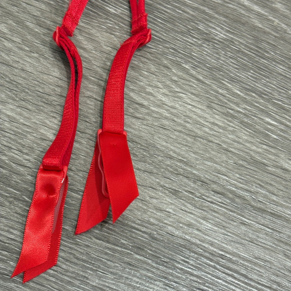Victoria's Secret Deadstock '10 Red Pink Lace Satin Garter Belt M/L New Coquette - Picture 6 of 13